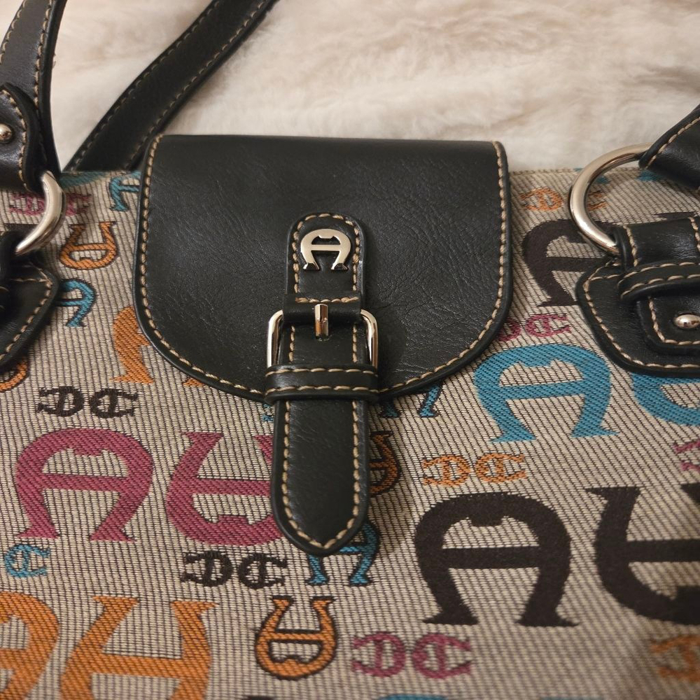 Women's Etienne Aigner Multicolor Logo Canvas Tote Bag One Size - Picture 2 of 14